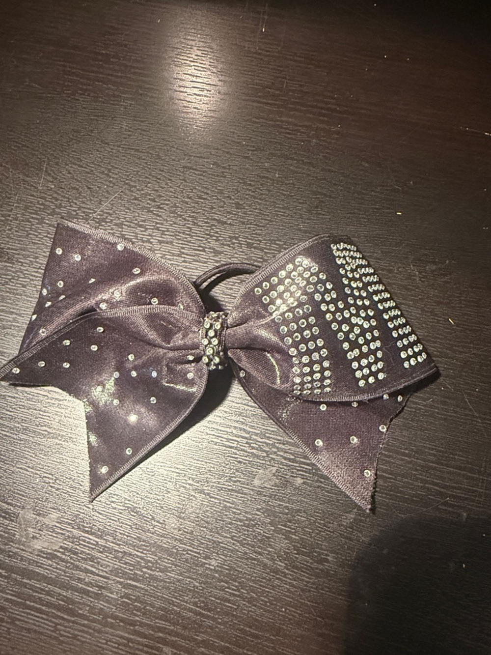 Black Rhinestone Cheer Bow with the letter M